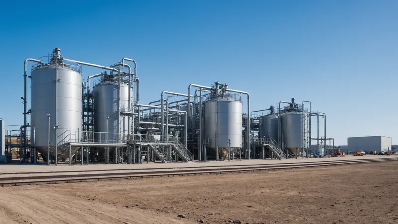 Aerial view of a gas processing facility with continuous monitoring sensor arrays visible